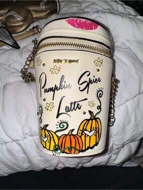 Pumpkin Spice Latte Cream Crossbody Bag by Betsey Johnson